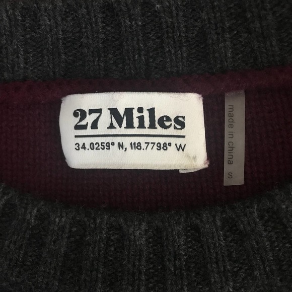 Revolve 27 Miles Malibu Cableknit Wool Cashmere Sweater Size S Cropped Burgundy - Picture 3 of 8